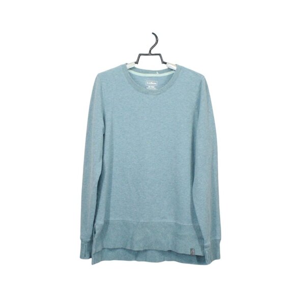 LL Bean Cozy Sweatshirt Split Hem Cadet Blue Heather Size XS - Picture 1 of 9